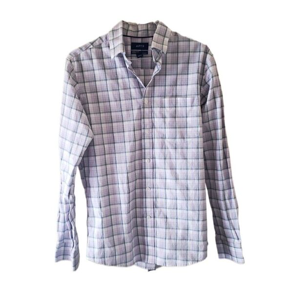 Apt. 9 Premier Flex Men's Lavender Check Long Sleeve Button Down Shirt - Picture 1 of 3